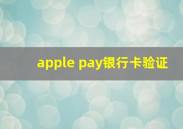 apple pay银行卡验证